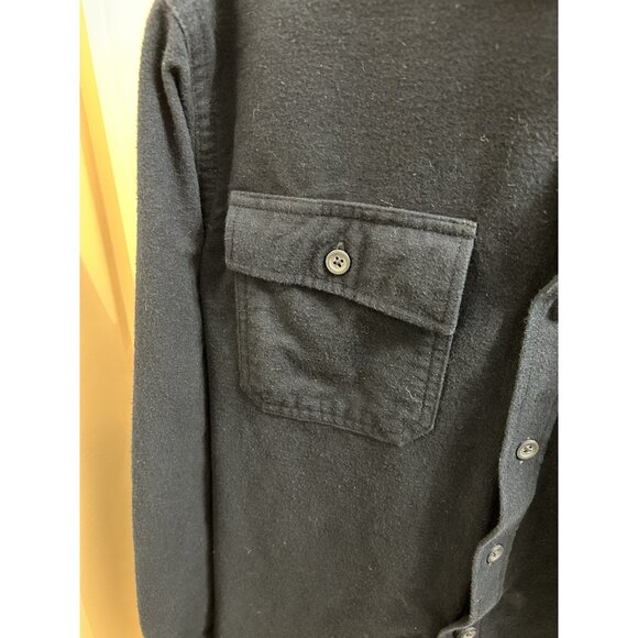 LL Bean Chamois Cloth Mens L Flannel Button Heavy Shirt Cotton Navy Blue 187923 - Picture 5 of 12